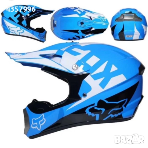 Крос каска за Мотор, Вело, АТВ-размер S и M, Син-червен с бял, снимка 2 - Аксесоари и консумативи - 52828661