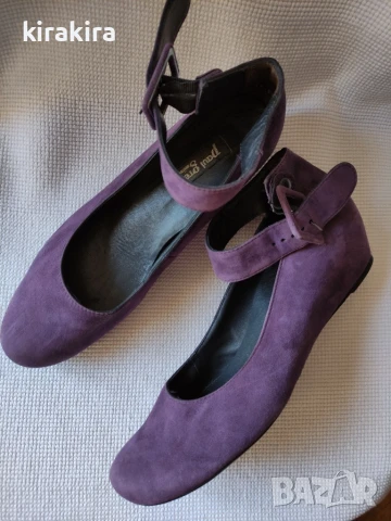 Лилави обувки от естествен велур, снимка 1