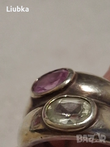 два големи сребърни пръстена с камъни, снимка 2 - Пръстени - 53461701