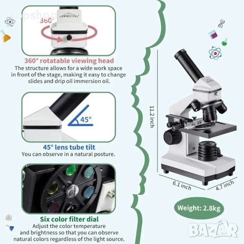Нов микроскоп MAXLAPTER пълен комплект, отразено/пропускащо осветление, окуляри с широкоъгълнен, снимка 7 - Медицинска апаратура - 51948852