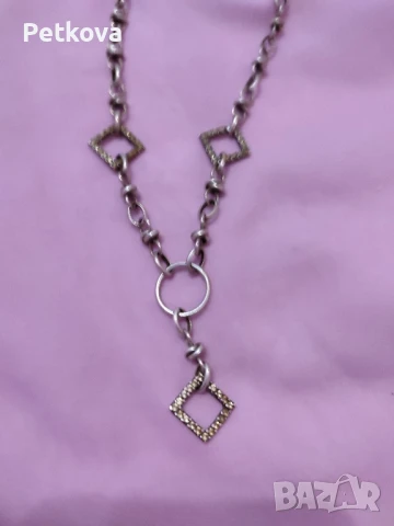 Сребърно колие, ланец с подарък гривна, снимка 2 - Колиета, медальони, синджири - 50929245