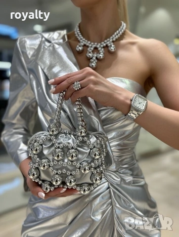 Дамска чанта - сребриста, снимка 5 - Чанти - 53282514