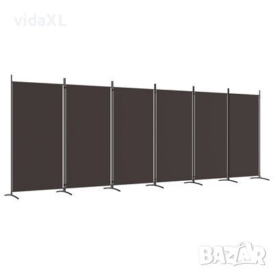 vidaXL Параван за стая, 6 панела, кафяв, 520x180 см, плат(SKU:350271