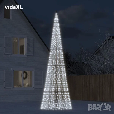 vidaXL Коледна елха стрингове за пилон 1534 LED студено бяло 500 см(SKU:358117), снимка 2 - Други - 52639306