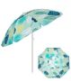 Плажен чадър, ветроустойчив, накланящ се, зелени тропически листа, UPF 50+, алуминиева рамка - 2 м, снимка 1