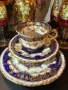 ☕ Crown Staffordshire Edwardian England circa 1907 – Троен сет „Кобалт & Злато“, снимка 1