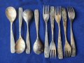 лъжички, позлатени от мелхиор нови,к-т 6 броя, мод. "Хмель" + 7 вилици и 5 лъжици от модела, от СССР, снимка 4