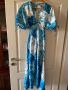 🤩 елегантна тип русалка дълга буфан ръкав синя рокля флорален десен Asos буфан ръкав , снимка 3