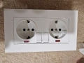 двоен контак с 2 юсб и бутон за включване, снимка 1
