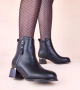 Дамски черни боти на блоков ток с метална вложка Istina, снимка 4