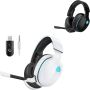 Captain 300 2.4GHz безжични геймърски слушалки бели + черни за PC, PS4, PS5, Mac, Nintendo Switch
