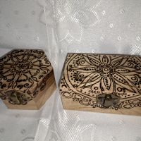 Ръчно пирографирани дървени кутийки за бижута, снимка 10 - Колиета, медальони, синджири - 45784839