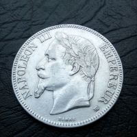 5 франка 1868 година Наполеон lll сребро, снимка 3 - Нумизматика и бонистика - 45809958