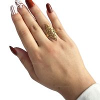 Голям дамски пръстен от неръждаема стомана с интересен дизайн, снимка 1 - Пръстени - 45853139