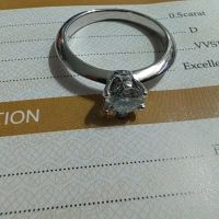 Сребърен пръстен 0.5 карата с мойсанит (диамант) Сертификат, снимка 6 - Пръстени - 45789133