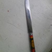 Стар съветски нож Хохлома за размазване на масло, пастет, конфитюр, снимка 1 - Други ценни предмети - 45872457
