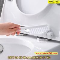 Комплект силиконова и PVC четка за тоалетна с държач и лепяща лепенка - КОД 3857, снимка 8 - Мопове, кофи, четки и метли - 45420327