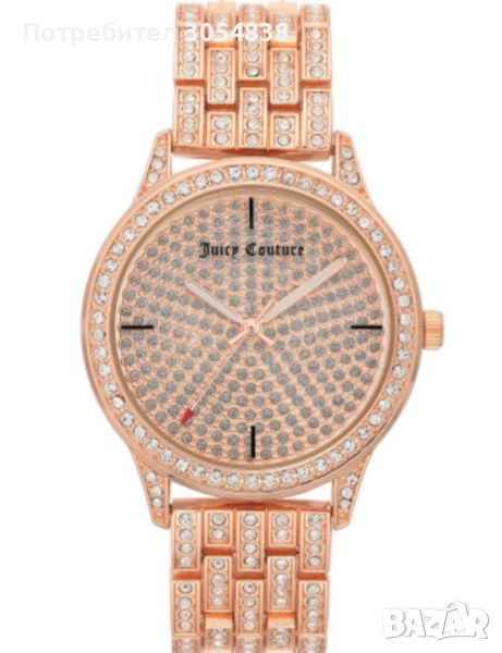 Juicy Couture - Овален часовник с кристали, Rose Gold, снимка 1
