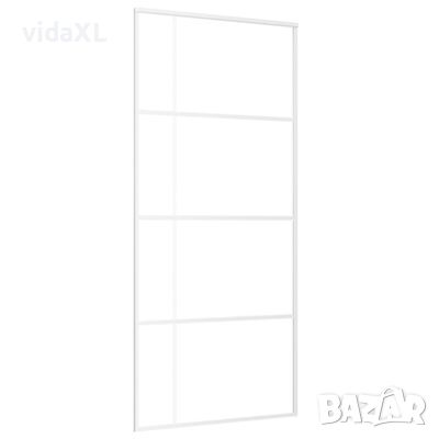 vidaXL Плъзгаща се врата, ESG стъкло и алуминий, 90x205 см, бяла（SKU:151684, снимка 1