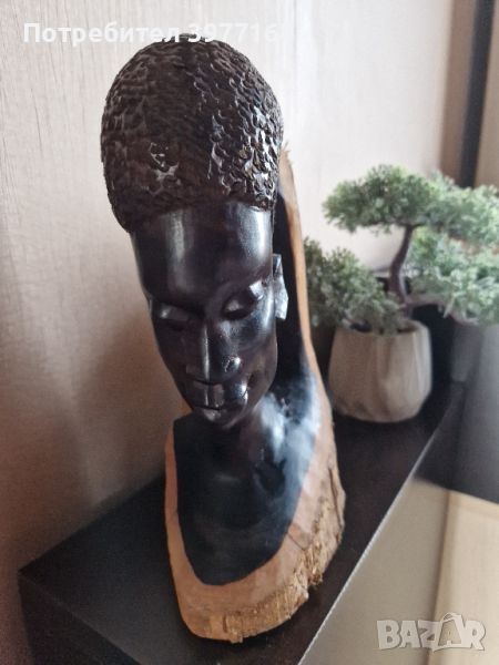Глава на африканска жена.Абанос.Ръчна изработка., снимка 1