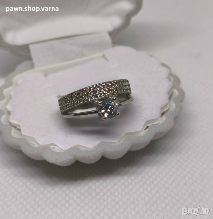 Сребърен пръстен с фианити – проба 925, нов, размер 17, снимка 1