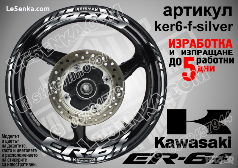 Kawasaki ER-6f кантове и надписи за джанти ker6-f-silver Кавазаки, снимка 1