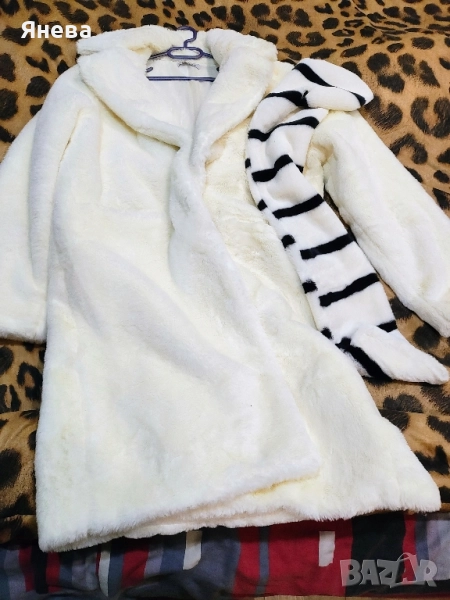 Ново дамско пухено палто+Подарък пухен шал, снимка 1