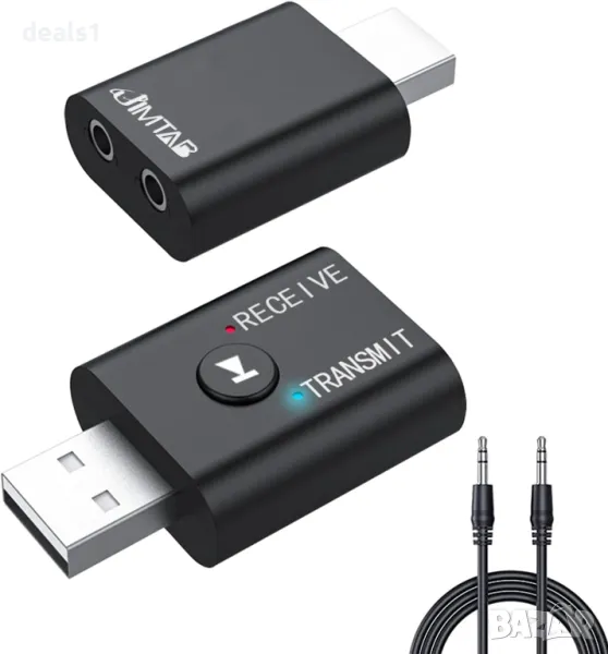 Jimtab USB Bluetooth адаптер Bluetooth 5.0 За Телевизия Домашно стерео Автомобилно стерео Слушалки , снимка 1