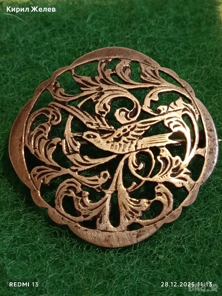 Винтидж сребърна брошка Ар Нуво филигранна изработка 49849, снимка 1