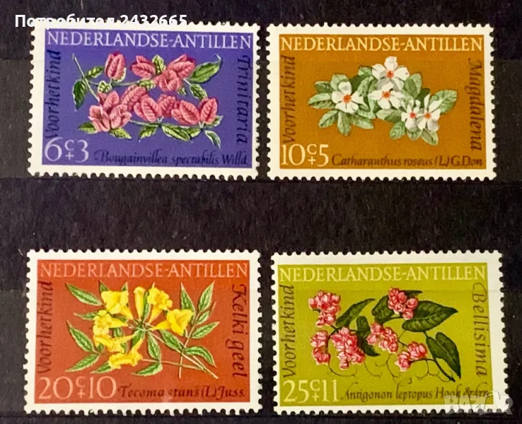 2224. Нидерландски Антили 1964 - “ Флора. Цветя. Грижа за децата. ”, **, MNH, снимка 1