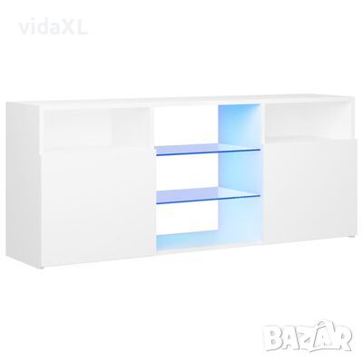 vidaXL ТВ шкаф с LED осветление, бял, 120x30x50 см（SKU:804301, снимка 1