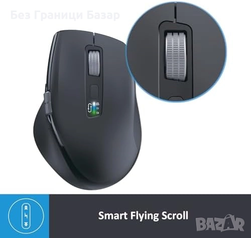 Нова безжична мишка с хоризонтален скрол и 4 DPI нива черна за лаптоп, снимка 1