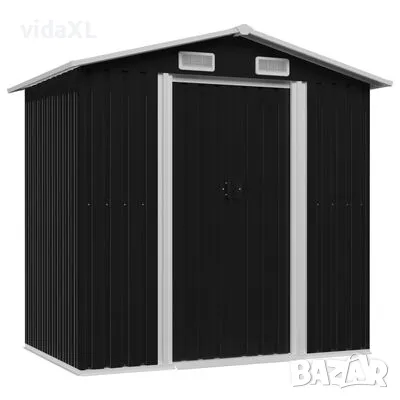 vidaXL Градинска барака за съхранение антрацит стомана 204x132x186 см（SKU:47028, снимка 1