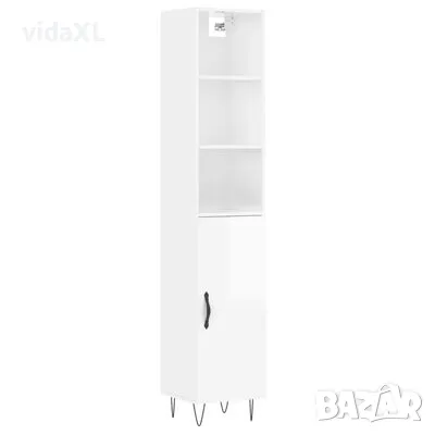 vidaXL Висок шкаф, бял гланц, 34,5x34x180 см, инженерно дърво(SKU:3189631), снимка 1