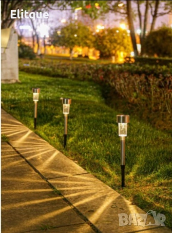 Комплект от 6 броя соларни градински LED лампи за алеи и зони