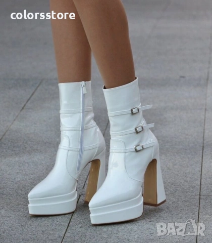 Боти на ток - бял лак - YSV3 , снимка 2 - Дамски боти - 35737462