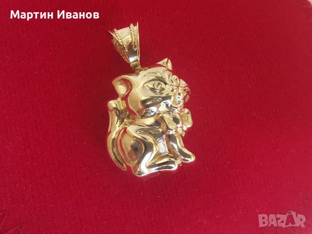 Златна висулка коте , снимка 2 - Колиета, медальони, синджири - 45450215