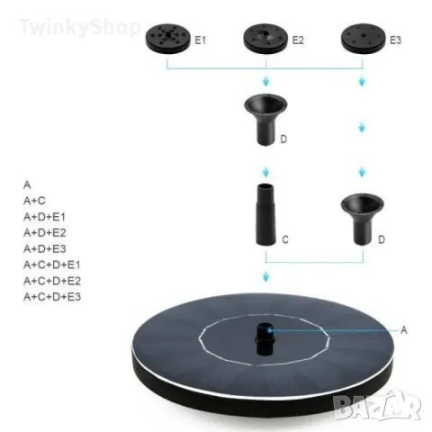 Соларен фонтан с три режима на разпръскване на водата, снимка 2 - Други стоки за дома - 48638376