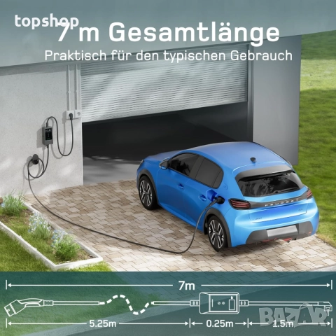 ЧИСТО НОВА зарядна станция за електрически автомобили тип 2 Schuko 3.7 kW [7 м, 6-16 A] 3/Y, ID.3..., снимка 8 - Аксесоари и консумативи - 51972120