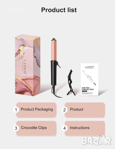 LANDOT Мини маша за коса 25 мм, бързо нагряване, 110-240V, регулируема температура, снимка 7 - Маши за коса - 52303584