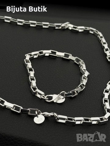 Сребърен Комплект Кубове, снимка 2 - Колиета, медальони, синджири - 52859915