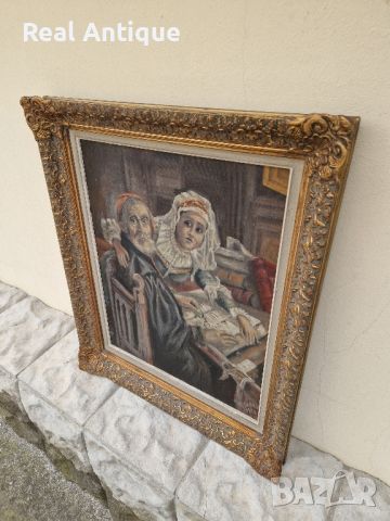 Превъзходна антикварна колекционерска белгийска картина масло върху платно , снимка 5 - Антикварни и старинни предмети - 45405376