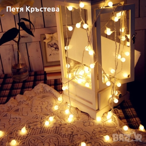 Соларно коледно LED осветление, 60 броя, 6 метра, снимка 4 - Лед осветление - 52353781