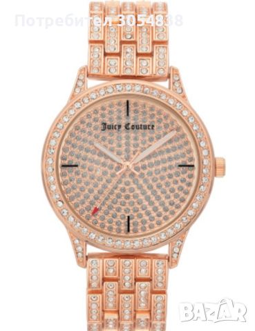 Juicy Couture - Овален часовник с кристали, Rose Gold