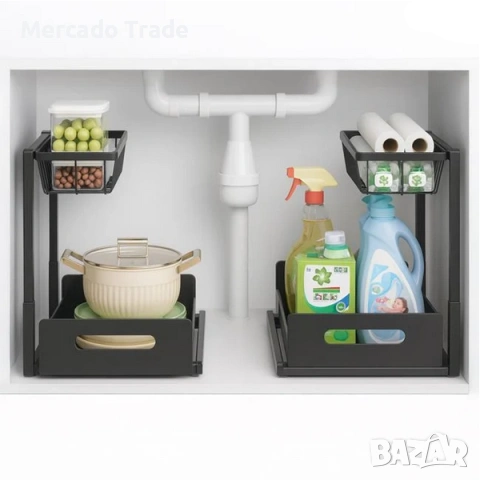 Органайзер за шкаф Mercado Trade, За съхранение, Метал, Черен, снимка 2 - Органайзери - 53419889