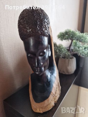 Глава на африканска жена.Абанос.Ръчна изработка., снимка 1