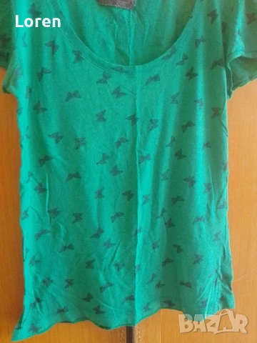 Памучна блузка с пеперудки, снимка 3 - Блузи с дълъг ръкав и пуловери - 51384241