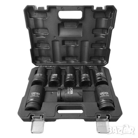 Комплект дълбоки ударни вложки 12-стенни 1″ (22 – 41 мм) 8 части JCB, снимка 3 - Други инструменти - 53885513