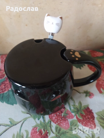 чаша за кафе с капак и лъжица, снимка 6 - Чаши - 51917936