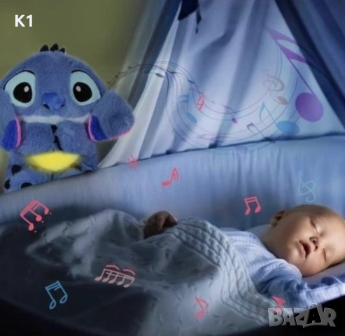 Дишащ Стич, Плюшена играчка Стич дишащ, 30см, снимка 4 - Плюшени играчки - 53035652